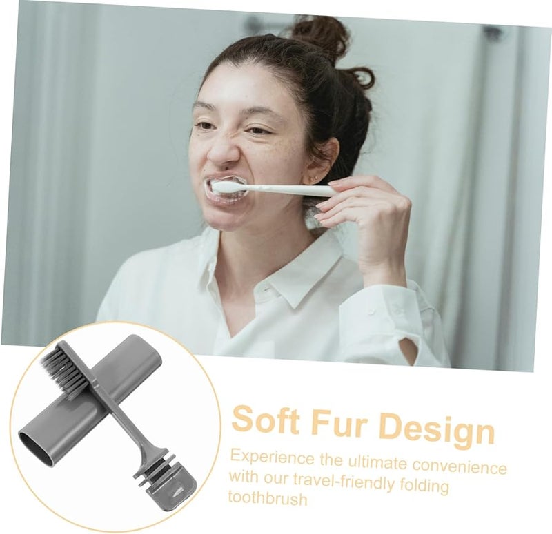 10 قطعة فرشاة أسنان قابلة للطي للسفر باللون الرمادي، مدمجة بشعيرات ناعمة ومقاومة للغبار، مثالية لرحلات العائلة والعناية بالفم - Image 4