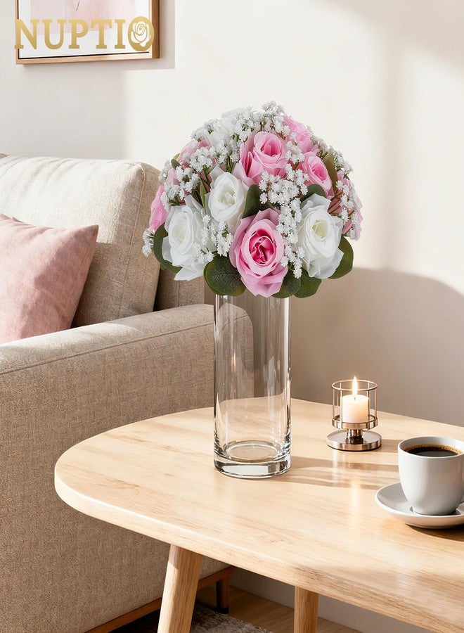 NUPTIO Baby Breath Flower Balls: 2 Pcs 9.4 inch Diameter Pink Artificial Rose Fake Arrangement Bouquet Wedding Centerpieces Event Party Tables Decorations - Image 3