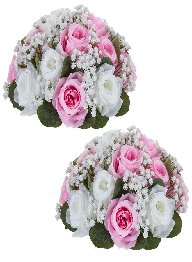 NUPTIO Baby Breath Flower Balls: 2 Pcs 9.4 inch Diameter Pink Artificial Rose Fake Arrangement Bouquet Wedding Centerpieces Event Party Tables Decorations - Image 1