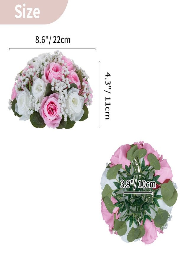 NUPTIO Baby Breath Flower Balls: 2 Pcs 9.4 inch Diameter Pink Artificial Rose Fake Arrangement Bouquet Wedding Centerpieces Event Party Tables Decorations - Image 4