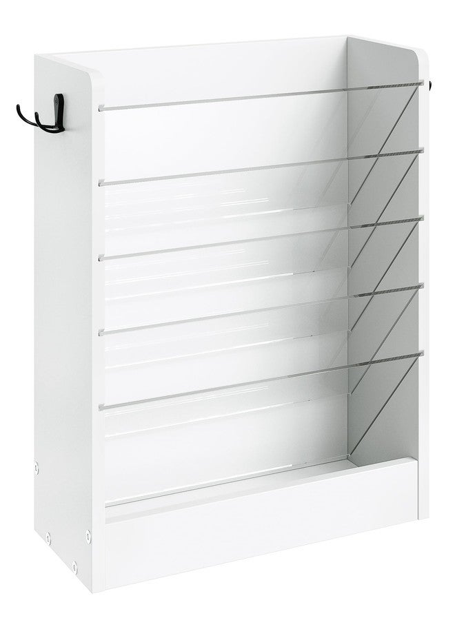CHOEZON Wall File Holder, 6-Tier File Organizer, Office Supplies Storage Rack, Versatile Desktop Organizer, with Detachable Shelves, with Side Hooks, for Living Room, Study, Home Office, White MWJ02WB - Image 1