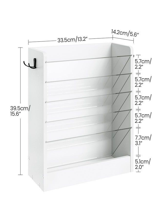 CHOEZON Wall File Holder, 6-Tier File Organizer, Office Supplies Storage Rack, Versatile Desktop Organizer, with Detachable Shelves, with Side Hooks, for Living Room, Study, Home Office, White MWJ02WB - Image 5
