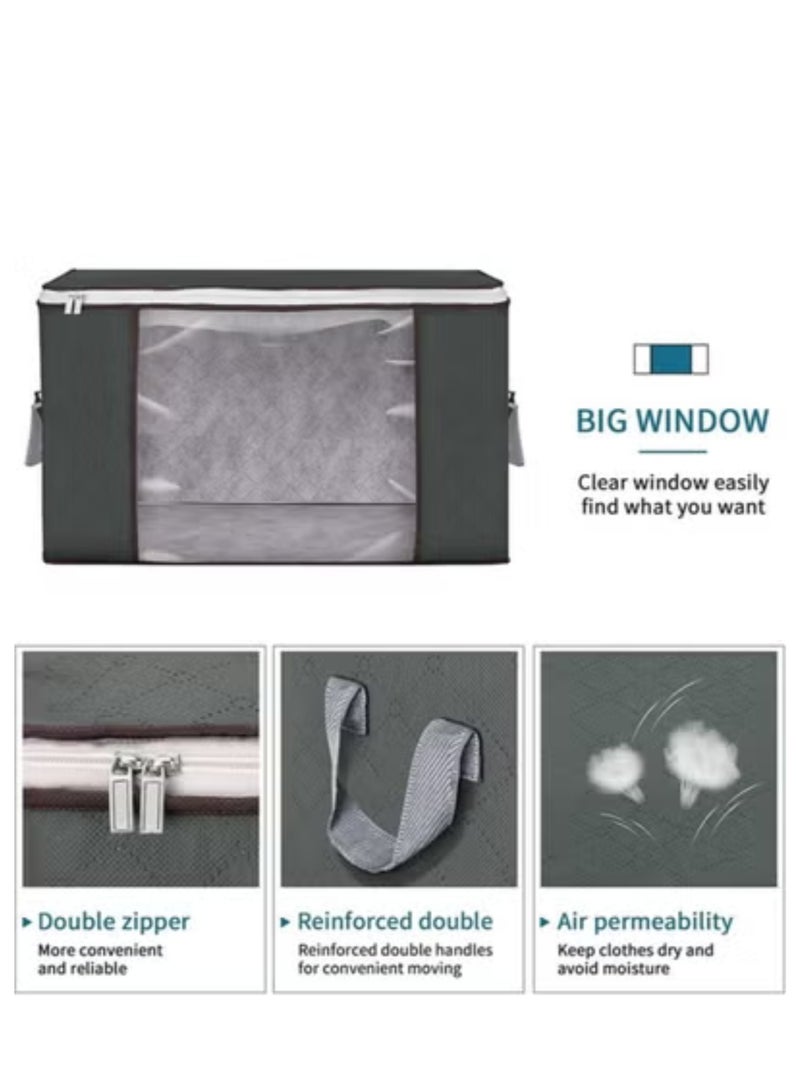ZASPERS 4 Pieces Large Capacity Storage Bags for Clothes – Extra Thick Foldable Organizers with Clear Window for Blankets, Bedding, Toys & Seasonal Clothing – Space-Saving Vacuum Bag Alternative (XX-Large) - Image 4