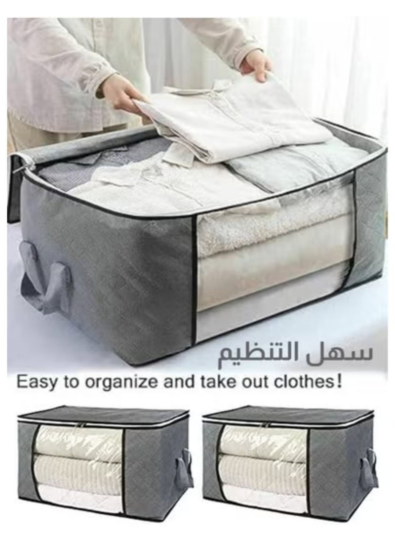 ZASPERS 4 Pieces Large Capacity Storage Bags for Clothes – Extra Thick Foldable Organizers with Clear Window for Blankets, Bedding, Toys & Seasonal Clothing – Space-Saving Vacuum Bag Alternative (XX-Large) - Image 3