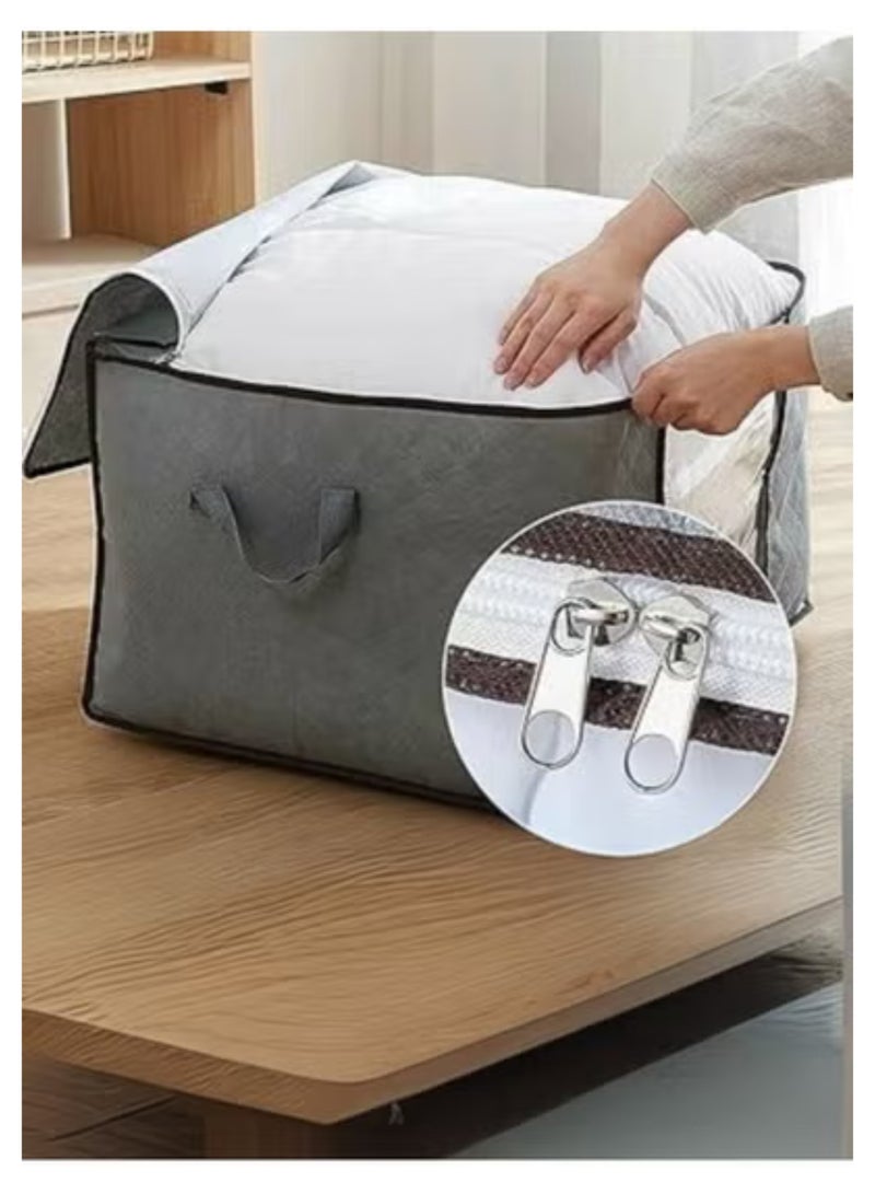 ZASPERS 4 Pieces Large Capacity Storage Bags for Clothes – Extra Thick Foldable Organizers with Clear Window for Blankets, Bedding, Toys & Seasonal Clothing – Space-Saving Vacuum Bag Alternative (XX-Large) - Image 5