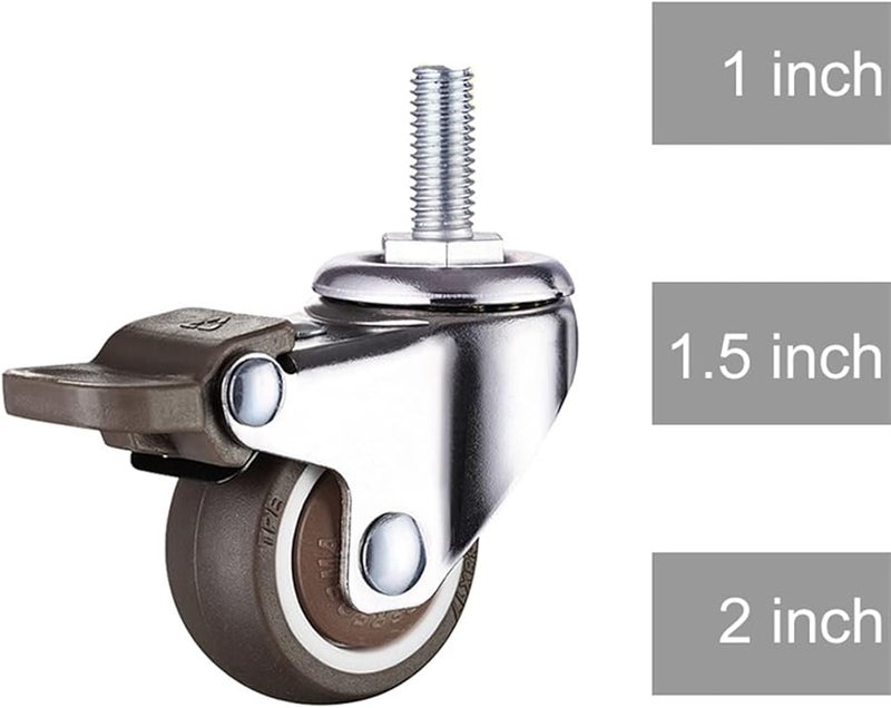 Mute Wheels Casters With Brake Anti Wrap Bear 20 30 40kg For Furniture 2 Inch 2Pcs - Image 3