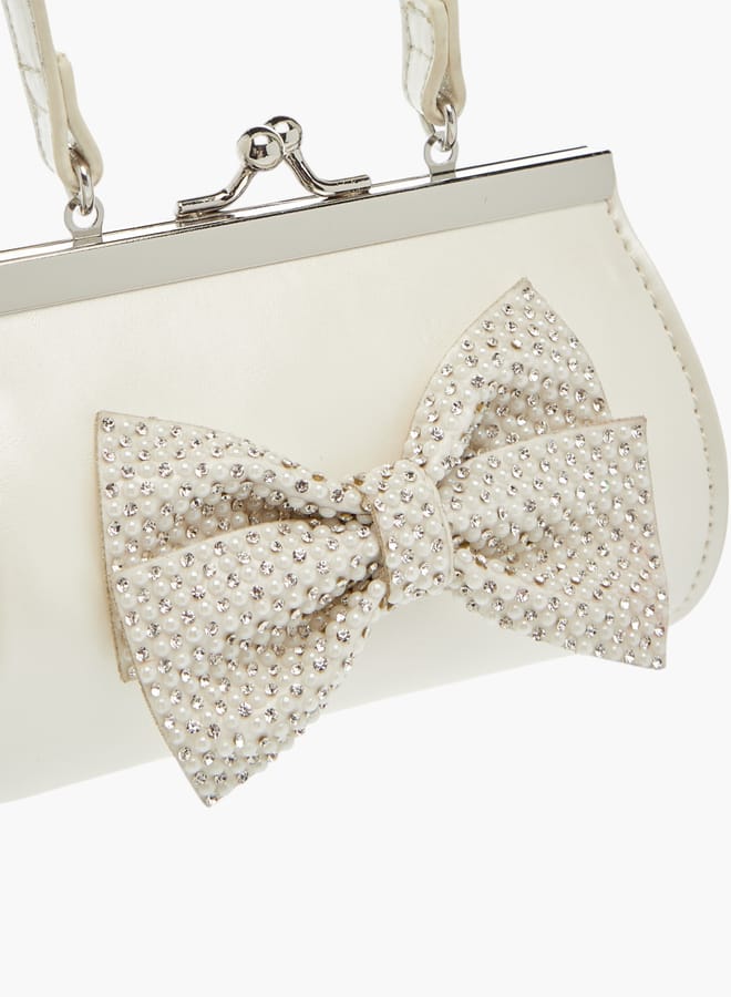 سيليست حقيبة يد للبنات مزينة بفيونكة مع مقبض وحزام وإغلاق بمشبك - Image 3