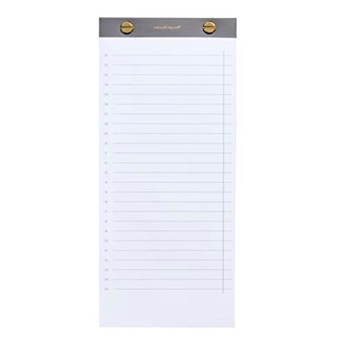 russell+hazel Riveted Paper List Pad, Office Supplies, Charcoal with Gold Accents, 4" x 9”, 80 Sheets - Image 1