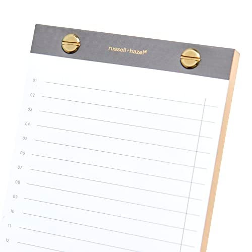 russell+hazel Riveted Paper List Pad, Office Supplies, Charcoal with Gold Accents, 4" x 9”, 80 Sheets - Image 2