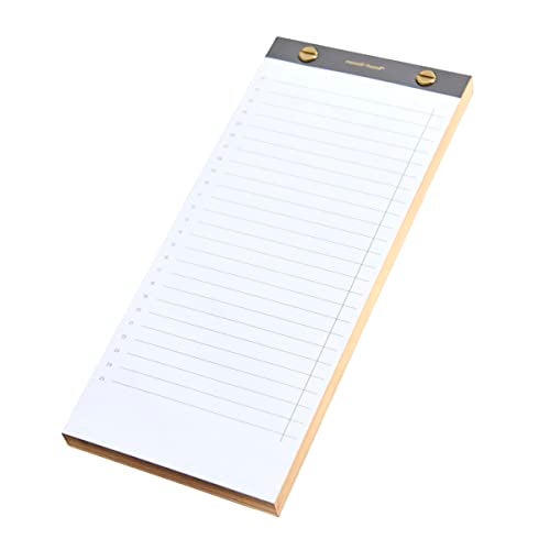 russell+hazel Riveted Paper List Pad, Office Supplies, Charcoal with Gold Accents, 4" x 9”, 80 Sheets - Image 4