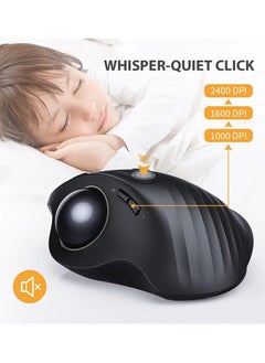ProtoArc EM01 Bluetooth Wireless Trackball Mouse Rechargeable RGB Ergonomic Mice 2.4G Mouse for Computer PC iPad Mac Windows