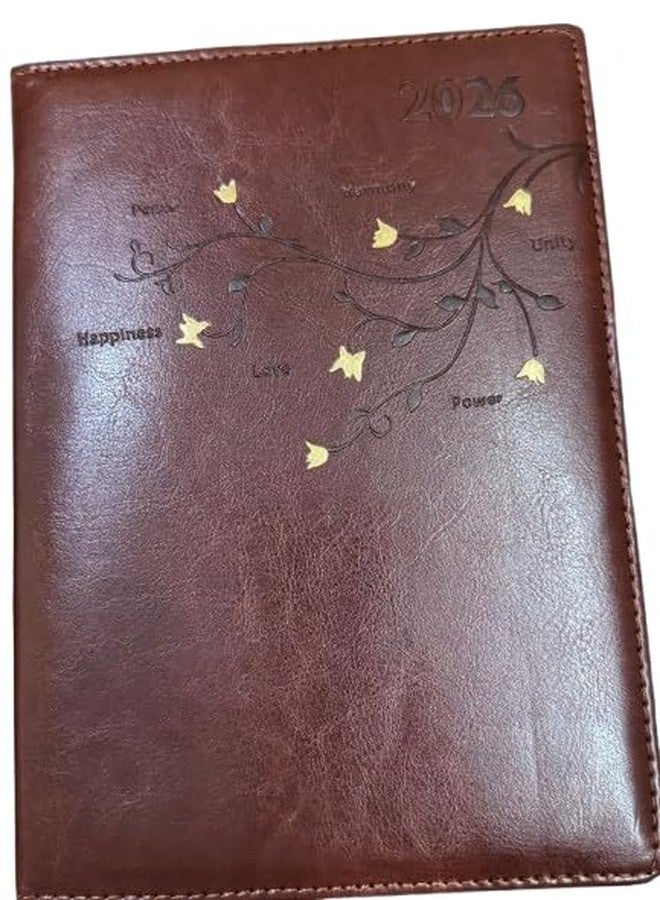 Peeplvalue Premium Tan Colour New Year 2026 Diary l PU leather Diary with Peace Happiness Harmony unity Love Power B5 Leatherette Tabbed Journal - Image 2