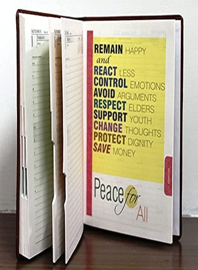 Peeplvalue Premium Tan Colour New Year 2026 Diary l PU leather Diary with Peace Happiness Harmony unity Love Power B5 Leatherette Tabbed Journal - Image 3