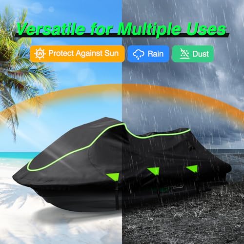 SILIVN Jet Ski Cover, 120"-135" 1or 3-Seater Watercrafts, Compatible with Yamaha, Seadoo, Kawasaki, Jet Ski Covers UV-Resistant 300D Duty Oxford PU Waterproof - Image 4