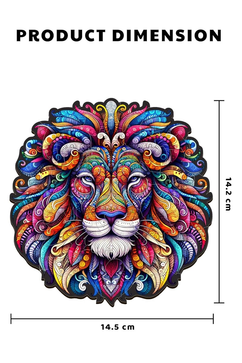 Webby لعبة بازل الأسد | أسد خشبي ملون رائع | لعبة سفر | تصميم فن الزن تانجل للعبة بازل خشبية للأطفال والبالغين (30 قطعة) - Image 5