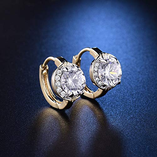 GULICX Fashion Jewelry Gold Tone Oval White Crystal Lovely Royal Gorgeous Hoop Earrings - Image 3