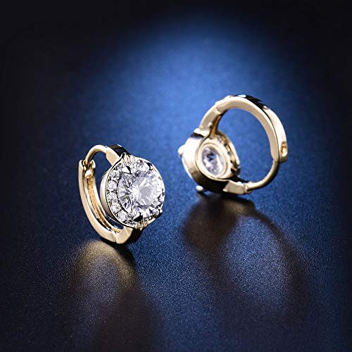 GULICX Fashion Jewelry Gold Tone Oval White Crystal Lovely Royal Gorgeous Hoop Earrings - Image 4