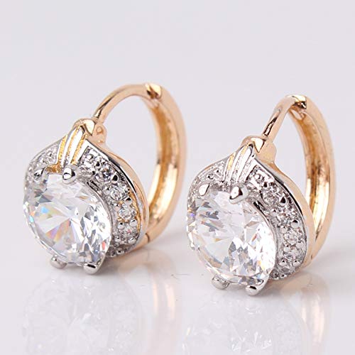 GULICX Fashion Jewelry Gold Tone Oval White Crystal Lovely Royal Gorgeous Hoop Earrings - Image 2