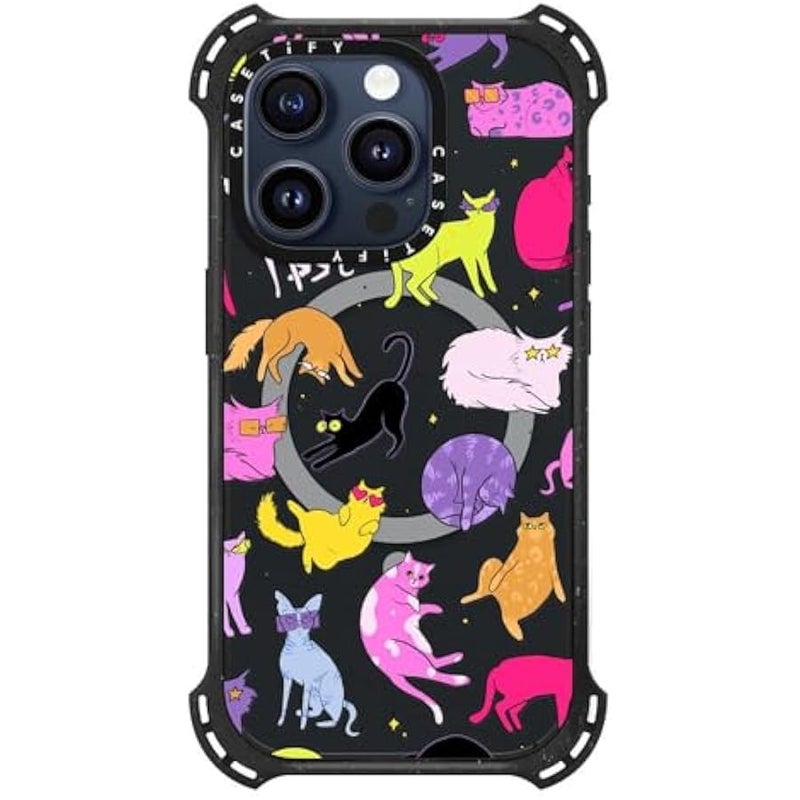 Casetify Bounce iPhone 15 Pro Case 【6X Military Grade Drop Tested / 21.3ft Drop Protection/Compatible with Magsafe】 - Cool Cats - Triple Black - Image 2