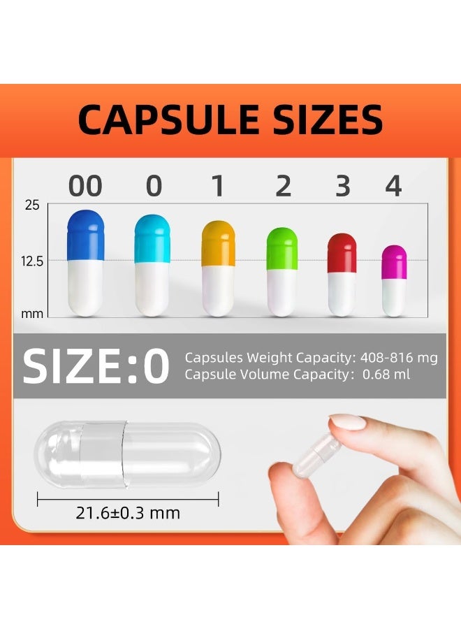 CAPSLogist Pill Capsules Empty Size 0, 100 Count Empty Gelatin Capsules For Diy Capsule Filling - Fillable Pill Gel Caps, Diy Your Own Supplements, Blue/White - Image 4
