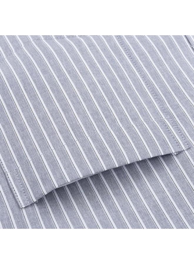 Firs Men'S Short Sleeve Non-Iron Wrinkle-Resistant Easy Care Business Casual Shirt Striped Dress Shirt Men'S Formal Wear A2181-4 Short Sleeve Grey Stripe 43 - Image 2