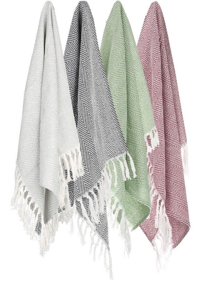 Lifaith 100% Cotton Hand Face Head Guest Gym Towel Set Washcloth Kitchen Tea Towel Dish Cloth Set of 4 (Multi Colors) - Image 1