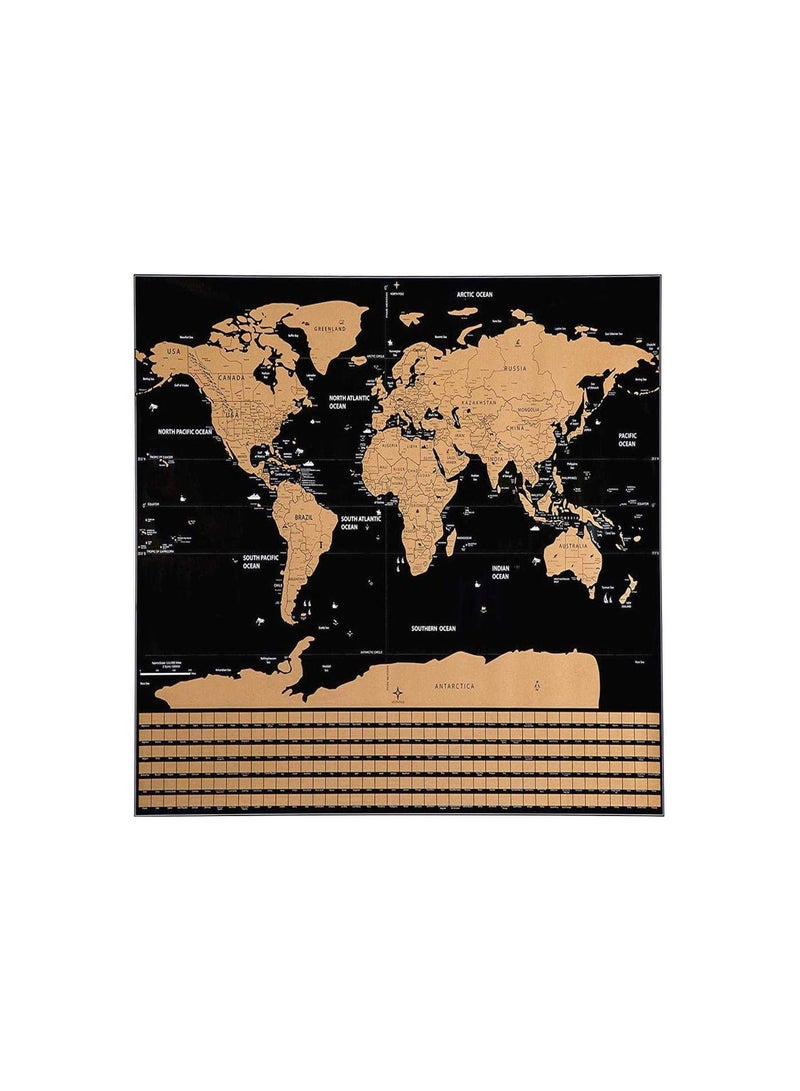 GGOOT World Scratch Off Map W/Gold Foil Layer – Multi-Color Scratching Travel Wall Poster W/Scratch Pen Personalised world map poster for Travel Gift - Image 2