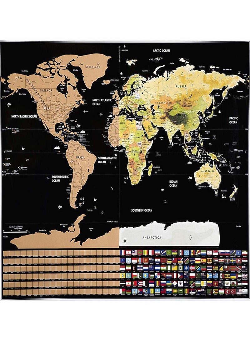 GGOOT World Scratch Off Map W/Gold Foil Layer – Multi-Color Scratching Travel Wall Poster W/Scratch Pen Personalised world map poster for Travel Gift - Image 5