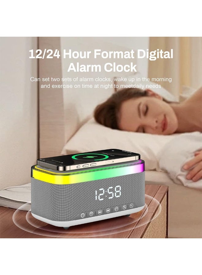 YelaJoy 6 In 1 Smart Alarm Clock Bluetooth Speaker, Night Lightl, Sleep Sound Machine, 6 RGB Night Light Modes, LED Display Clock Radio for Bedroom, Office or Dorm Dorm Room - Image 2