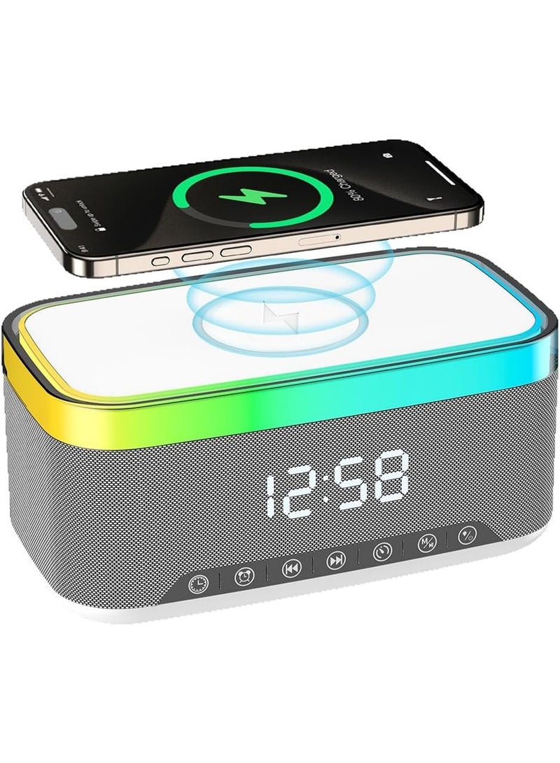 YelaJoy 6 In 1 Smart Alarm Clock Bluetooth Speaker, Night Lightl, Sleep Sound Machine, 6 RGB Night Light Modes, LED Display Clock Radio for Bedroom, Office or Dorm Dorm Room - Image 1