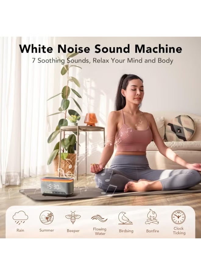 YelaJoy 6 In 1 Smart Alarm Clock Bluetooth Speaker, Night Lightl, Sleep Sound Machine, 6 RGB Night Light Modes, LED Display Clock Radio for Bedroom, Office or Dorm Dorm Room - Image 3