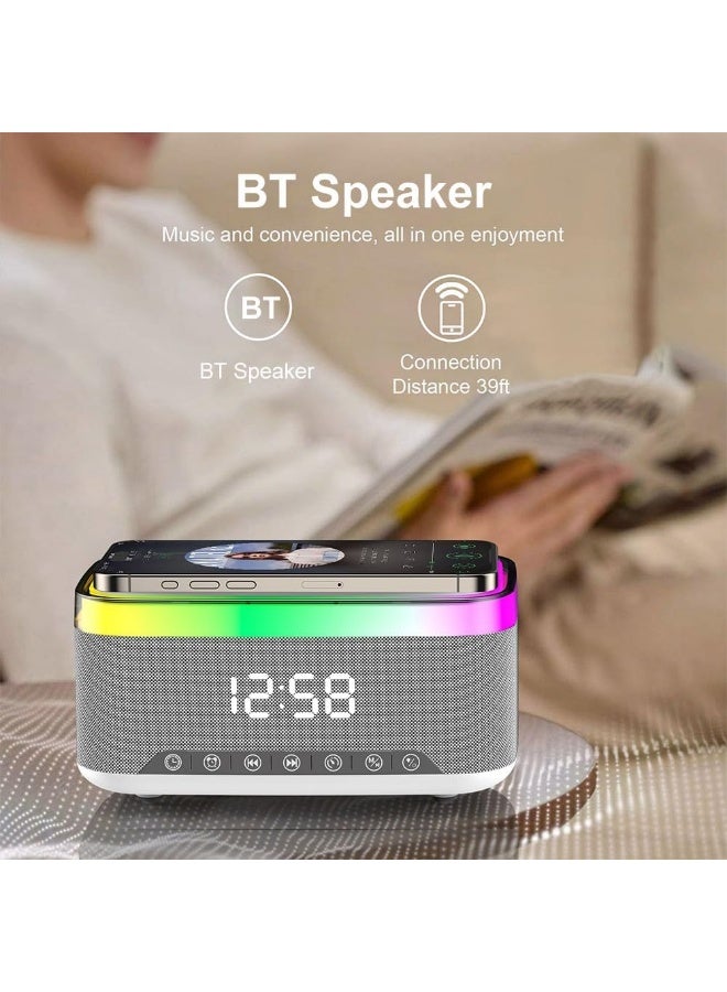 YelaJoy 6 In 1 Smart Alarm Clock Bluetooth Speaker, Night Lightl, Sleep Sound Machine, 6 RGB Night Light Modes, LED Display Clock Radio for Bedroom, Office or Dorm Dorm Room - Image 5