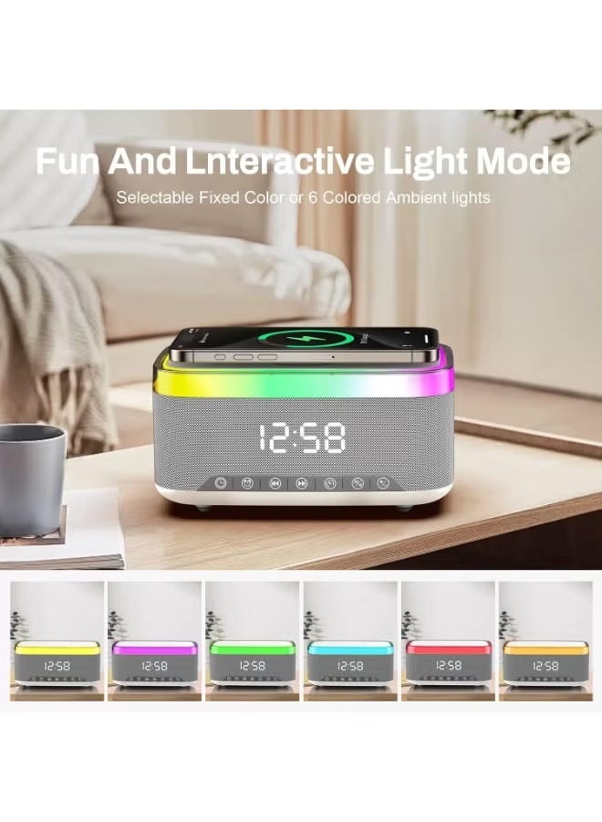 YelaJoy 6 In 1 Smart Alarm Clock Bluetooth Speaker, Night Lightl, Sleep Sound Machine, 6 RGB Night Light Modes, LED Display Clock Radio for Bedroom, Office or Dorm Dorm Room - Image 4