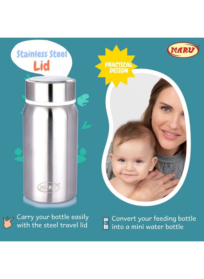 MARU 3-In-1 Stainless Steel Feeding Bottle For Baby Blue Color-Versatile Sipper,Feeder, For Newborns-3+ Months Kids, Baby Feeding Bottle With Extra Travel Lid & Sipper Nipple, 270 Ml  - Image 4