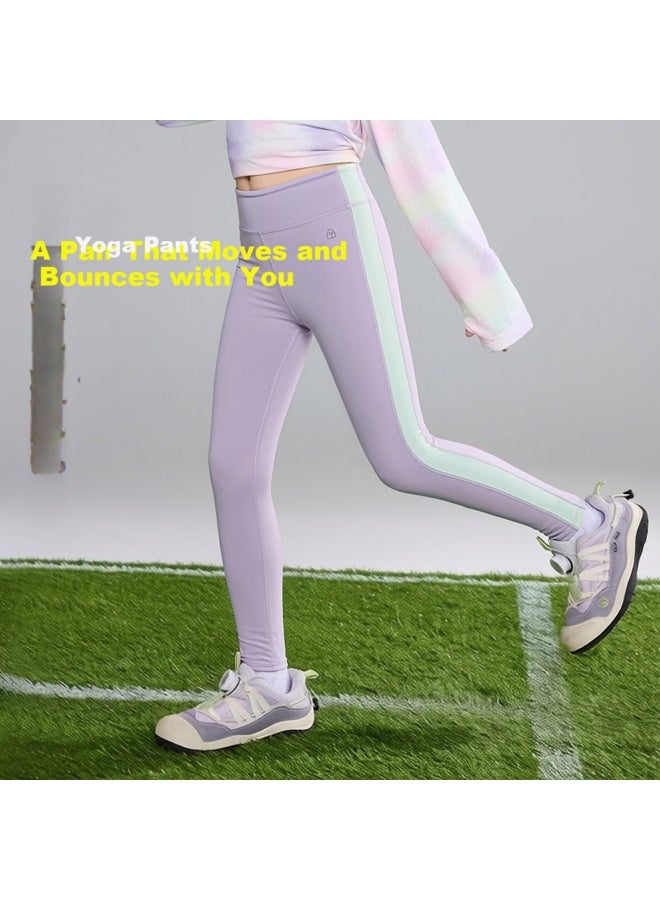 Ask Junior Kids Children's Pants Spring Girls Yoga Pants Slim Stretch Leggings Sports Pants Purple - Image 1