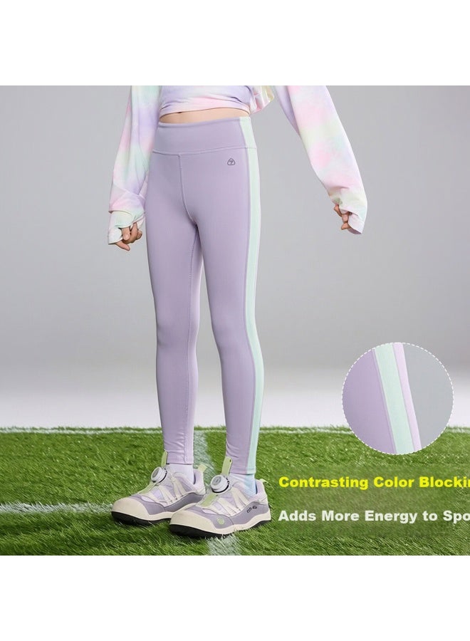 Ask Junior Kids Children's Pants Spring Girls Yoga Pants Slim Stretch Leggings Sports Pants Purple - Image 2