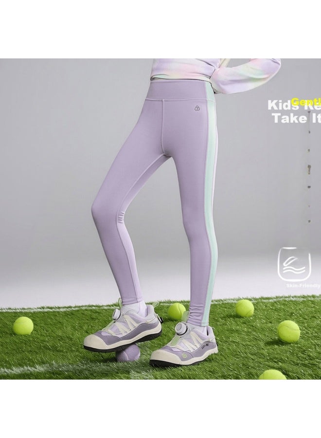 Ask Junior Kids Children's Pants Spring Girls Yoga Pants Slim Stretch Leggings Sports Pants Purple - Image 3