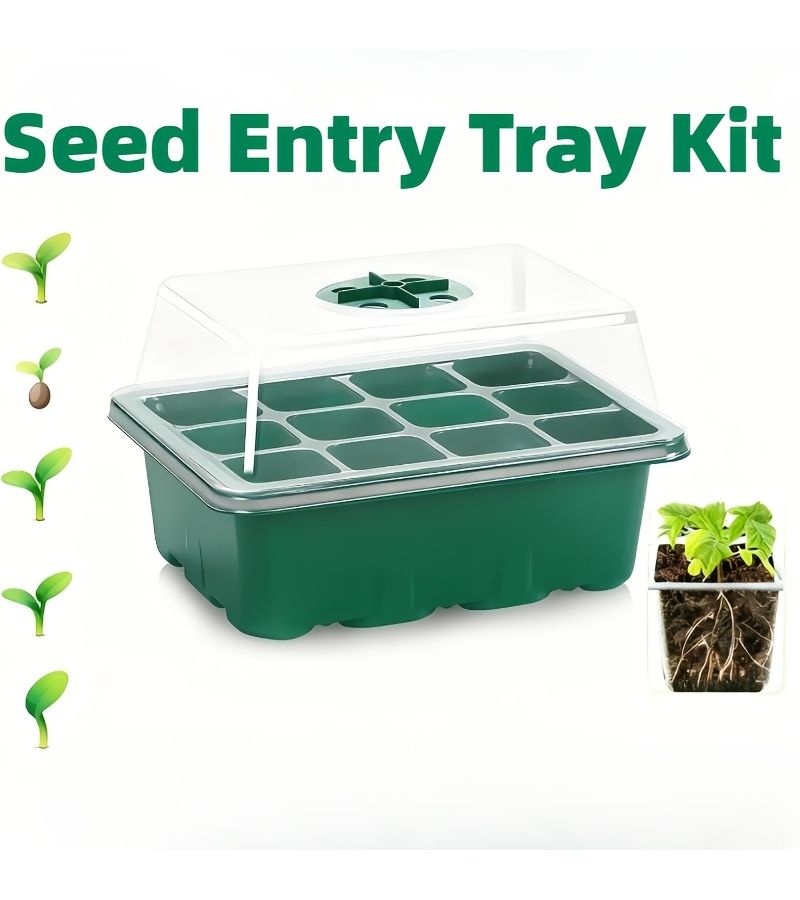 2 Pcs Seed Germination Starter Kit With Green Base And Transparent Lid Adjustable Humidity Dome Tray For Plant Cultivation - Image 2