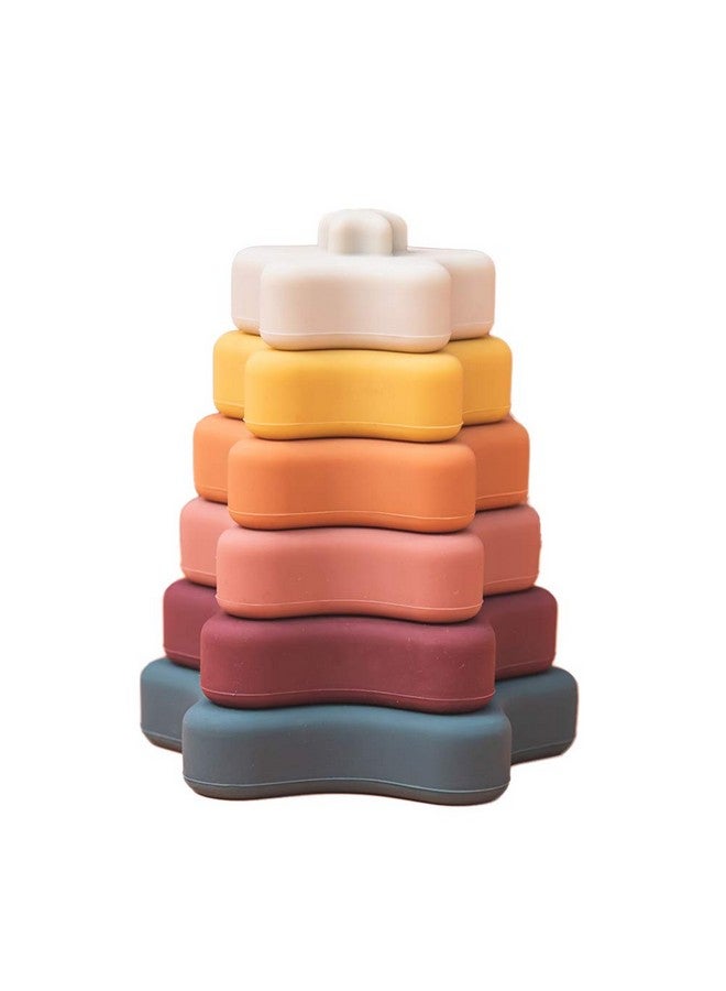 Promise Babe Stacking Toys,Silicone Stacking Rings Teething Toy with Star Shape,Soft Building Blocks,Montessori Early Educational Toy for 6 Month+ Boys & Girls(6Pcs) - Image 1