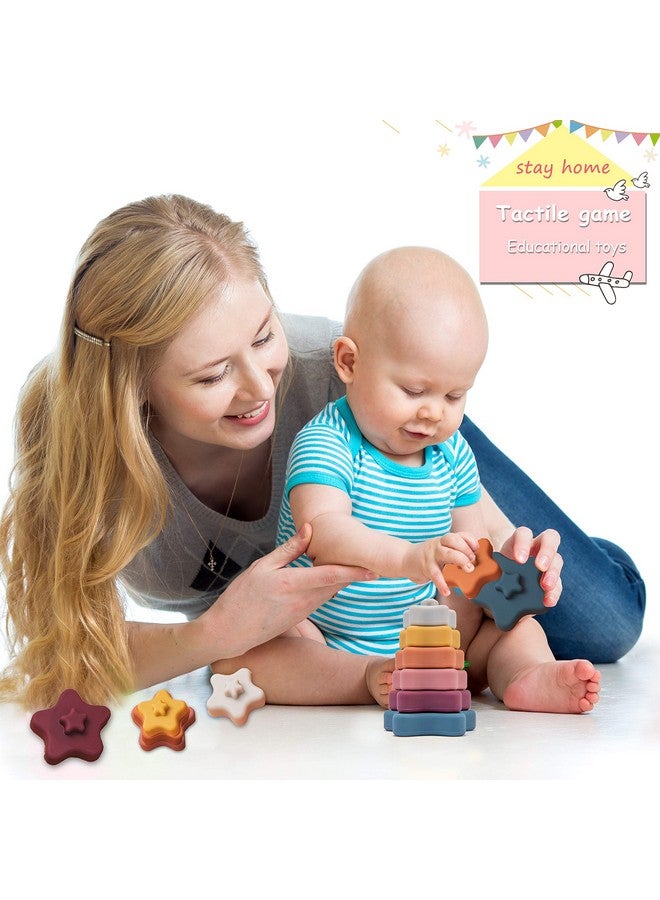 Promise Babe Stacking Toys,Silicone Stacking Rings Teething Toy with Star Shape,Soft Building Blocks,Montessori Early Educational Toy for 6 Month+ Boys & Girls(6Pcs) - Image 4