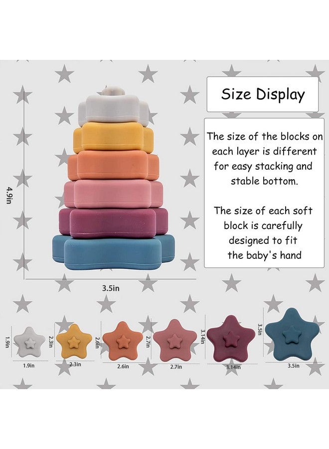Promise Babe Stacking Toys,Silicone Stacking Rings Teething Toy with Star Shape,Soft Building Blocks,Montessori Early Educational Toy for 6 Month+ Boys & Girls(6Pcs) - Image 5