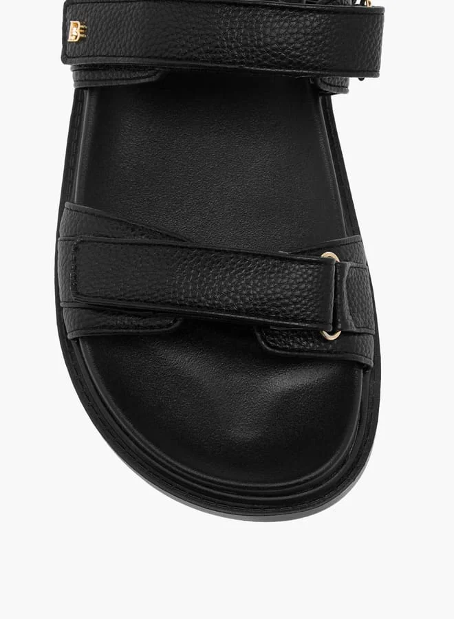 Flora Bella By Shoexpress Womens Textured Strap Sandals With Hook And Loop Closure.