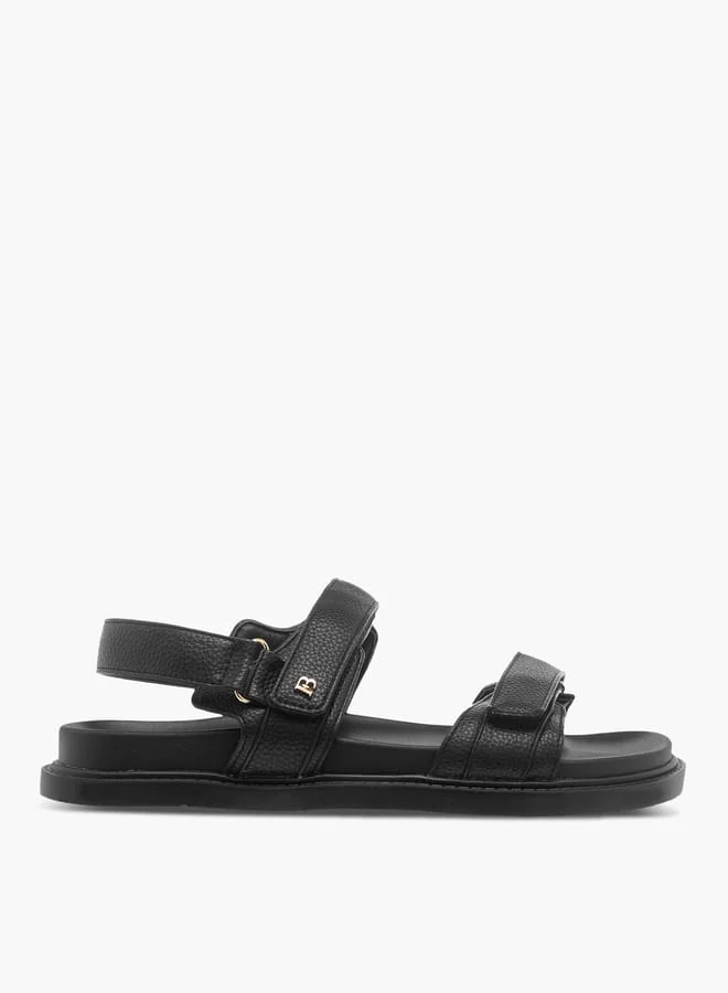 Flora Bella By Shoexpress Womens Textured Strap Sandals With Hook And Loop Closure.