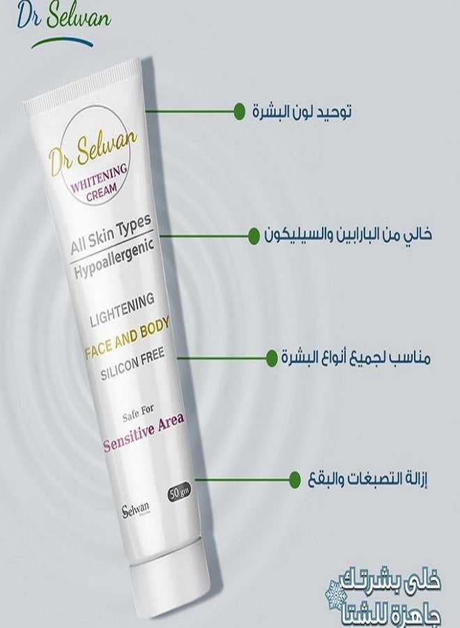 DR SELWAN Whitening Cream – Face & Body – Sensitive Safe – 50g x2 – 1+1 Offer  - Image 2