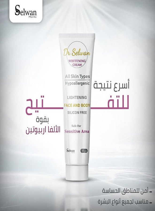 DR SELWAN Whitening Cream – Face & Body – Sensitive Safe – 50g x2 – 1+1 Offer  - Image 3
