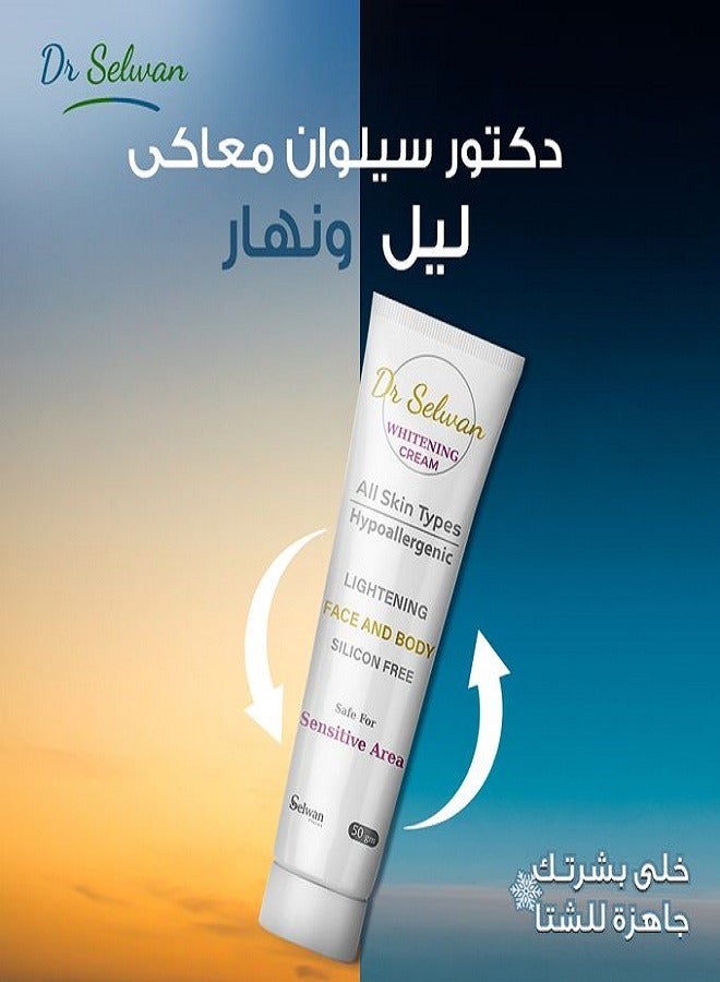 DR SELWAN Whitening Cream – Face & Body – Sensitive Safe – 50g x2 – 1+1 Offer  - Image 4
