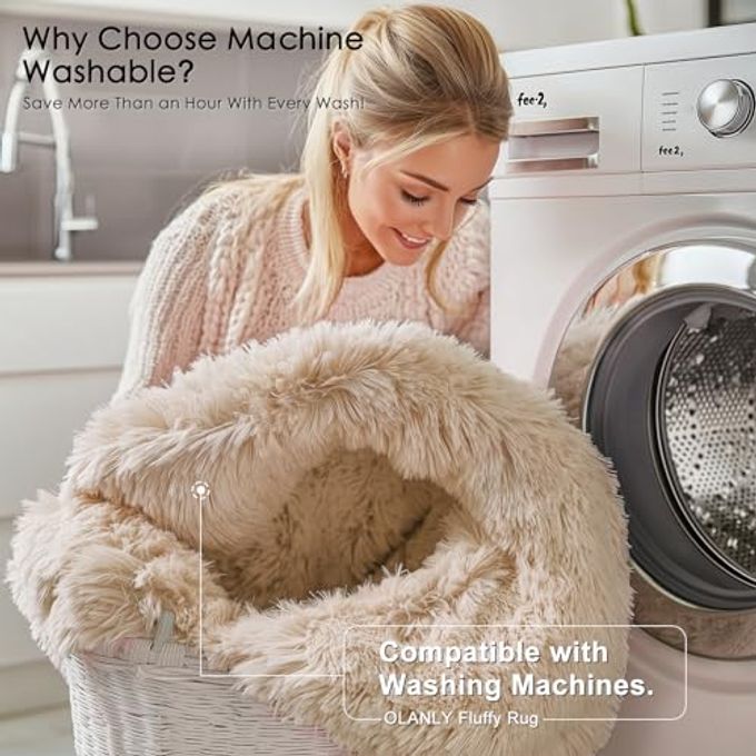 OLANLY 5x8 Machine Washable Large Area Rugs for Living Room, Bedroom, Soft Fluffy Shaggy Bedside Rug, Indoor Floor Carpet for Kids Girls and Boys, Dorms, Nursery, Home Decor Aesthetic, Beige - Image 5