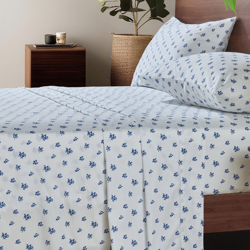 HYPREST 100% Cotton Sheets King Floral - Deep Pocket King Sheets Crispy Percale Bed Sheets Soft Breathable Durable - Image 1