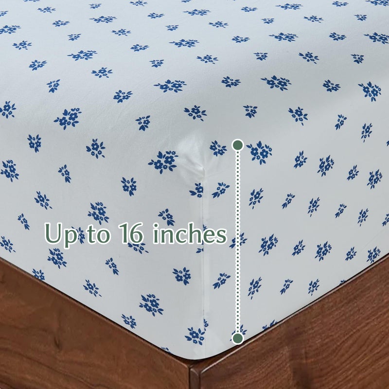 HYPREST 100% Cotton Sheets King Floral - Deep Pocket King Sheets Crispy Percale Bed Sheets Soft Breathable Durable - Image 5
