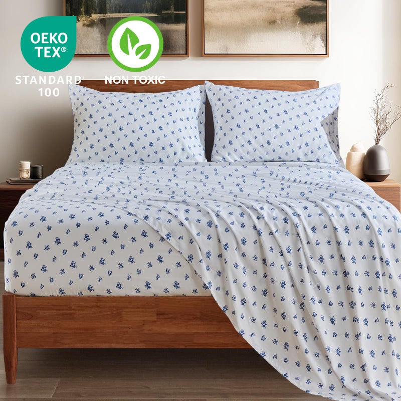 HYPREST 100% Cotton Sheets King Floral - Deep Pocket King Sheets Crispy Percale Bed Sheets Soft Breathable Durable - Image 3